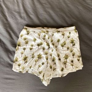 White Palm Tree Summer Shorts- XS